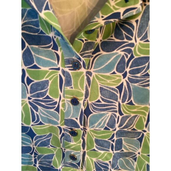 J. McLaughlin Feuilles Catalina Cloth Tunic Top Sz S Blue Green - Picture 2 of 6